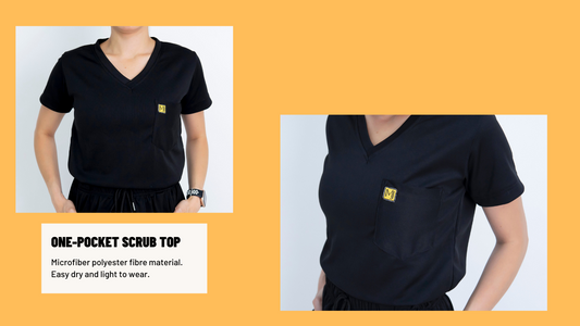 Black One-Pocket Drifit Scrub Top