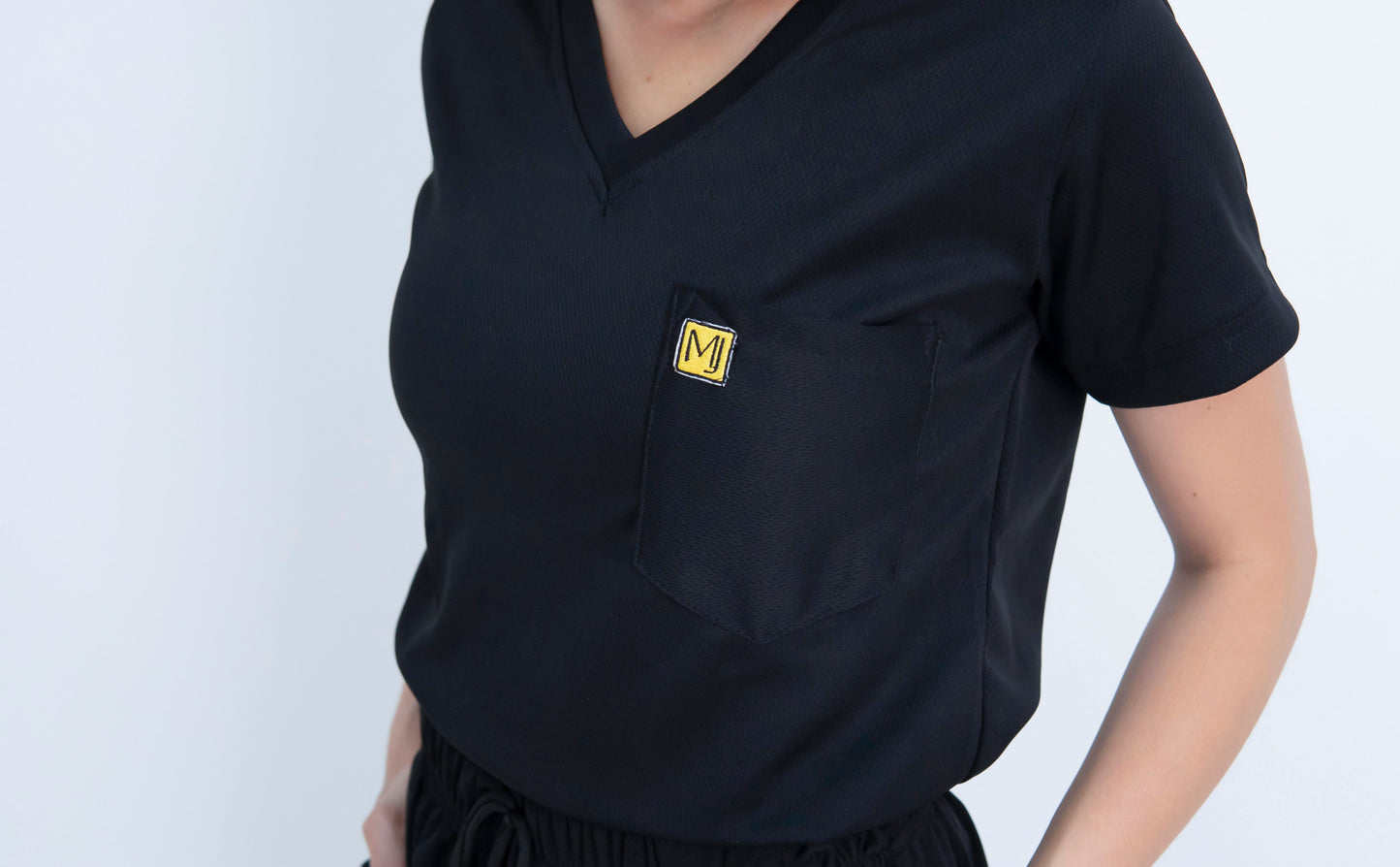 Black One-Pocket Drifit Scrub Top